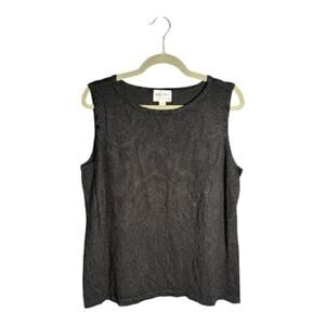 Whisper Knit Black Sleeveless Round Neck Sweater Medium